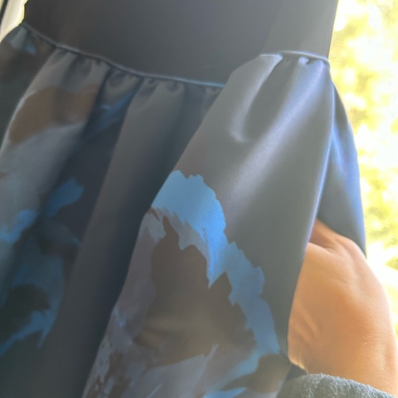 Aidan Mattox Black and Blue Floral Gown - Picture 6 of 13